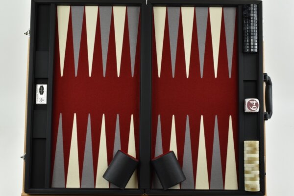 Red-Gray/White FTH Tournament Size Backgammon Board. 45mm Checkers - Image 4