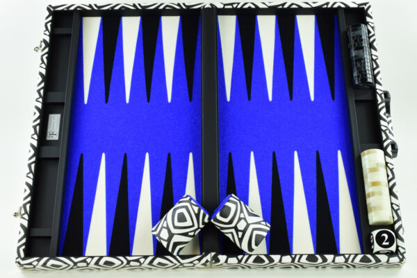 "Retro Blue" - Special Edition Blue-Black-White FTH Tournament Size Backgammon Board