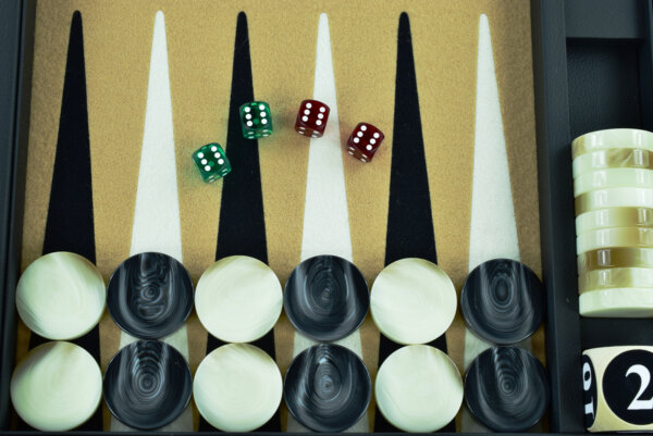 Sand-Black-White FTH Tournament Size Backgammon Board. 45mm Checkers - Image 3