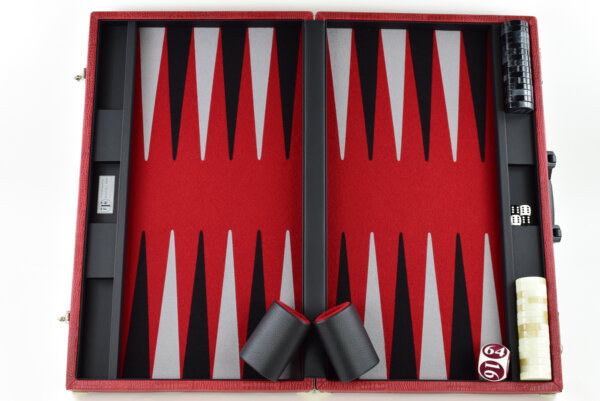 "Special Red Alligator" - Special Edition Red-Black-Gray FTH Tournament Size Backgammon Board - Image 4