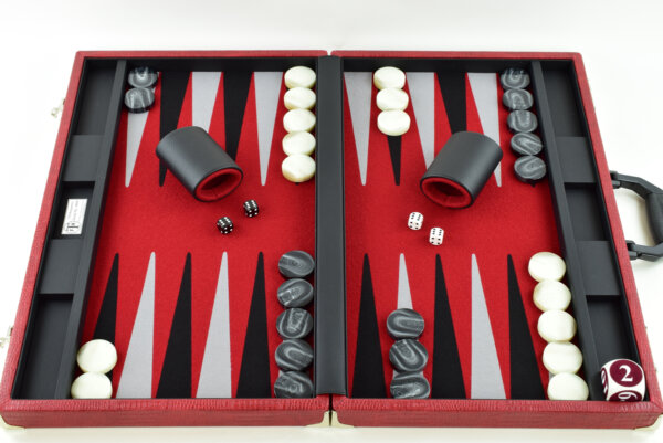 "Special Red Alligator" - Special Edition Red-Black-Gray FTH Tournament Size Backgammon Board