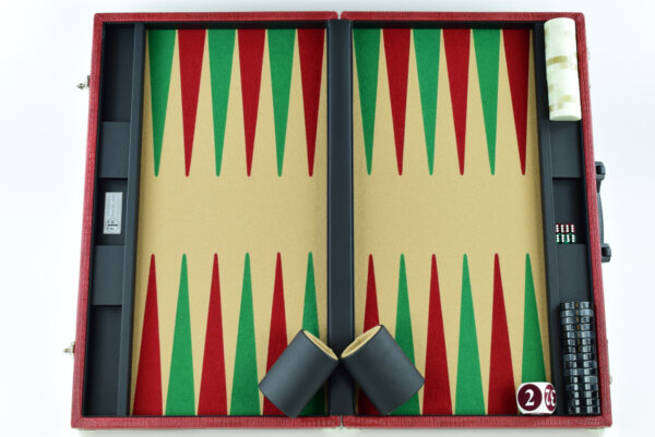 "Special Red Crocodile" - Special Edition Sand-Red-Green FTH Tournament Size Backgammon Board. 45mm Checkers - Image 4