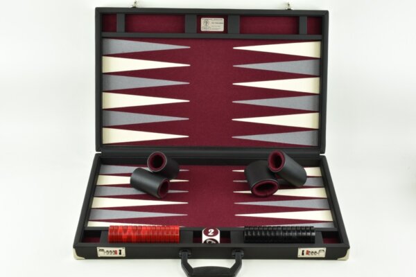 Titan Series Bordeaux - Gray/White Backgammon Set. 50mm (2 inch) Checkers - Image 3