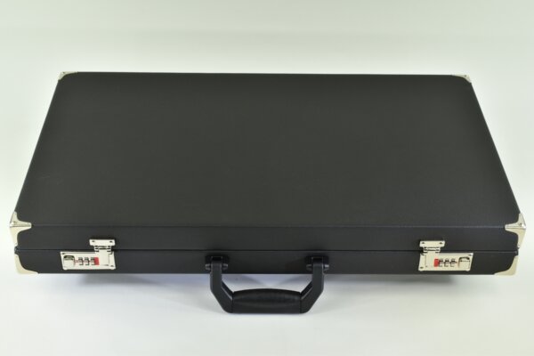 Titan Series Flecked Dark Gray - Red/Black Backgammon Set. 50mm (2 inch) Gray & Red Checkers - Image 5