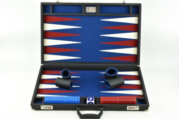 Titan Series Pacific Blue - Red/White Backgammon Set. 50mm (2 inch) Red & Blue Checkers - Image 2