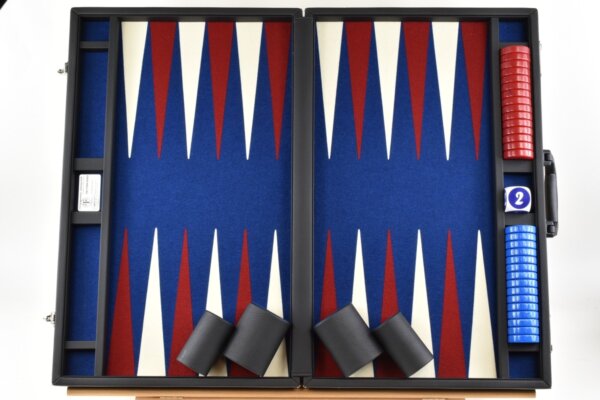 Titan Series Pacific Blue - Red/White Backgammon Set. 50mm (2 inch) Red & Blue Checkers - Image 4