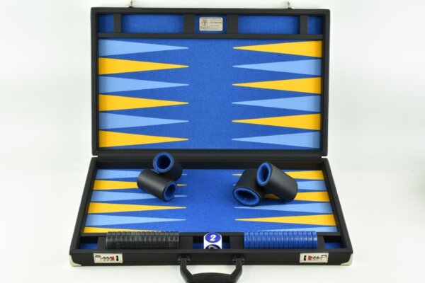 Titan Series Pacific Blue- Yellow/Blue Backgammon Set. 50mm (2 inch) Checkers - Image 2
