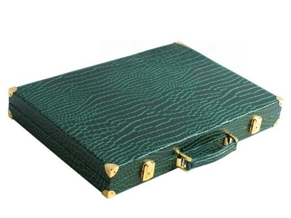 Hector Saxe Faux Croco Backgammon Set - Emerald Green - Image 6
