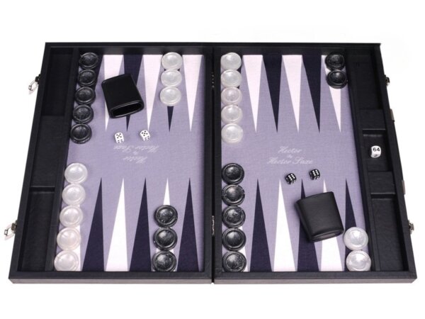 Hector Saxe Faux Leather Backgammon Set - Grey Field