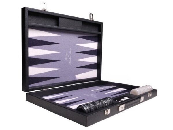 Hector Saxe Faux Leather Backgammon Set - Grey Field - Image 2