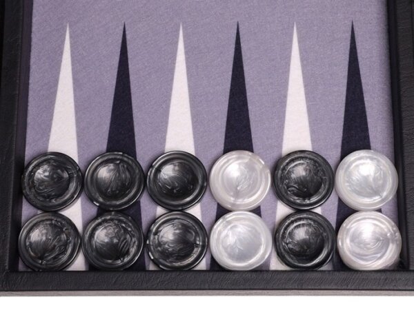 Hector Saxe Faux Leather Backgammon Set - Grey Field - Image 3