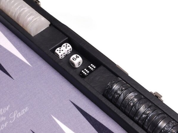 Hector Saxe Faux Leather Backgammon Set - Grey Field - Image 5