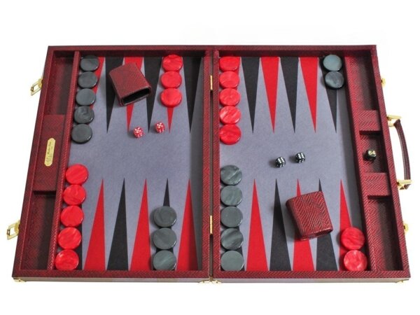 Hector Saxe Faux Snake Backgammon Set - Maroon