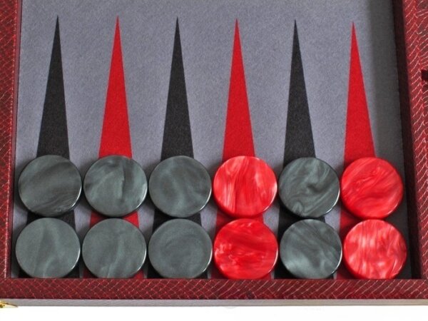 Hector Saxe Faux Snake Backgammon Set - Maroon - Image 3