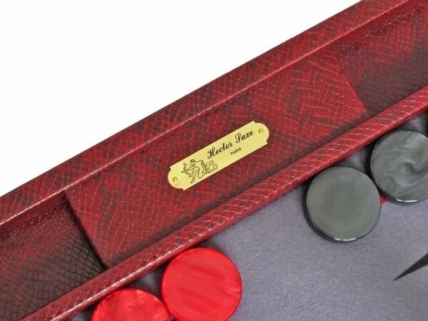 Hector Saxe Faux Snake Backgammon Set - Maroon - Image 4