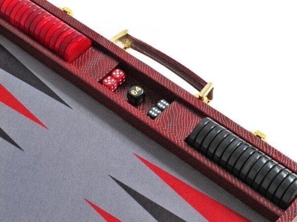 Hector Saxe Faux Snake Backgammon Set - Maroon - Image 5
