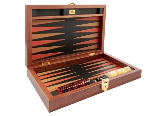 Zaza & Sacci® Folding Wood Backgammon Set - Model ZS-004 - Medium - Leather/Mahogany - Image 2