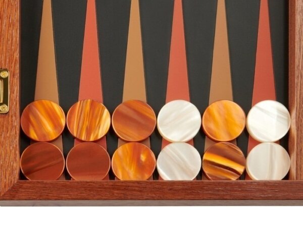 Zaza & Sacci® Folding Wood Backgammon Set - Model ZS-004 - Medium - Leather/Mahogany - Image 3