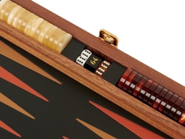 Zaza & Sacci® Folding Wood Backgammon Set - Model ZS-004 - Medium - Leather/Mahogany - Image 5