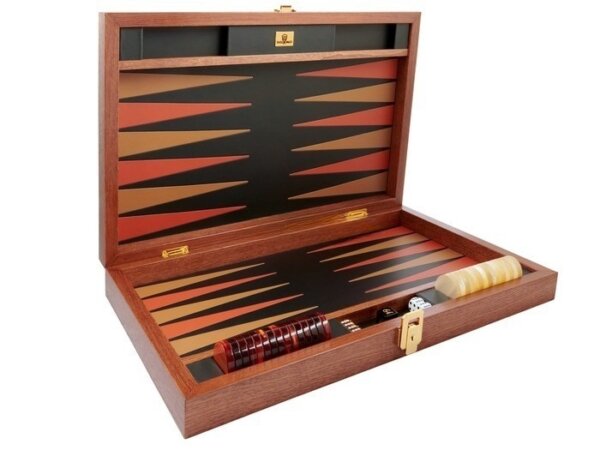 Zaza & Sacci® Folding Wood Backgammon Set - Model ZS-008 - Large - Leather/Mahogany - Image 2