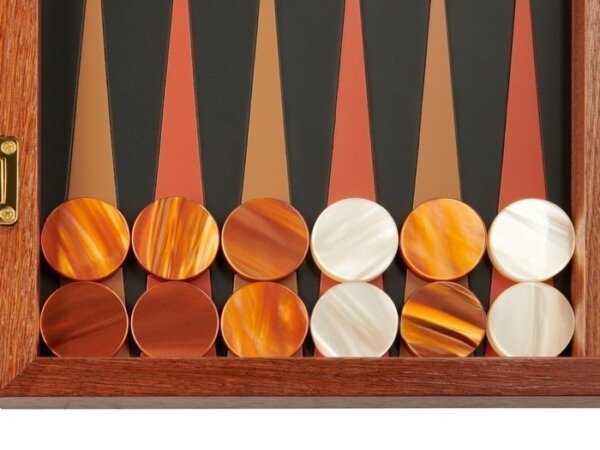 Zaza & Sacci® Folding Wood Backgammon Set - Model ZS-008 - Large - Leather/Mahogany - Image 3