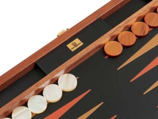 Zaza & Sacci® Folding Wood Backgammon Set - Model ZS-008 - Large - Leather/Mahogany - Image 4