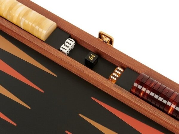 Zaza & Sacci® Folding Wood Backgammon Set - Model ZS-008 - Large - Leather/Mahogany - Image 5