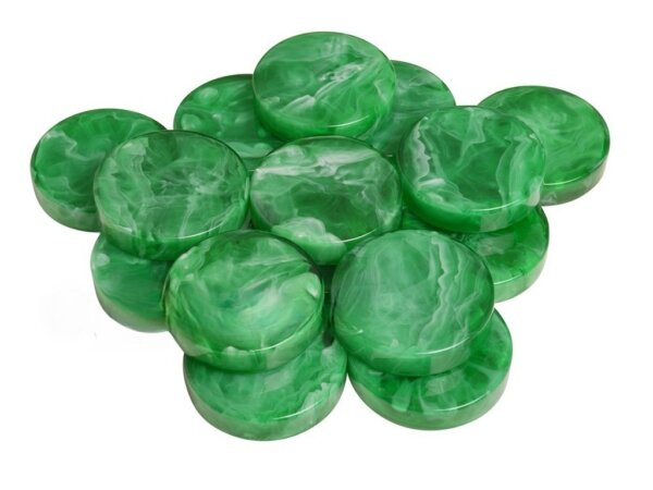 Backgammon Checkers - Marbleized - Green - (1 3/4 in. Dia.) - Roll of 15