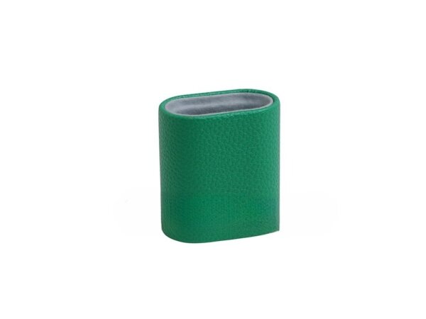 Green Leatherette Backgammon Dice Cup - Oval - Grey Interior with Trip Lip