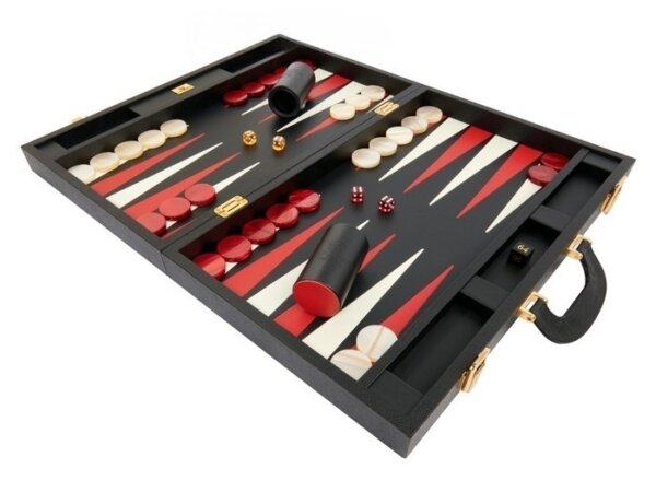 Zaza & Sacci® Leather Backgammon Set - Model ZS-501 - Medium - Black - Image 2