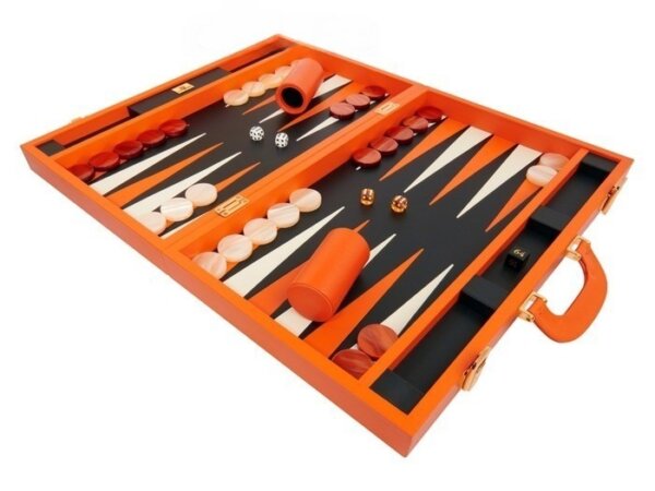 Zaza & Sacci® Leather Backgammon Set - Model ZS-501 - Medium - Orange - Image 2