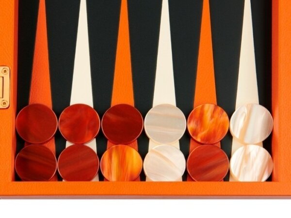 Zaza & Sacci® Leather Backgammon Set - Model ZS-501 - Medium - Orange - Image 3