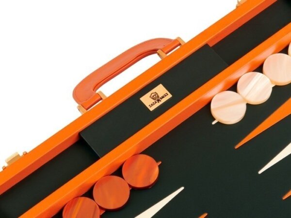 Zaza & Sacci® Leather Backgammon Set - Model ZS-501 - Medium - Orange - Image 4