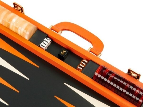 Zaza & Sacci® Leather Backgammon Set - Model ZS-501 - Medium - Orange - Image 5