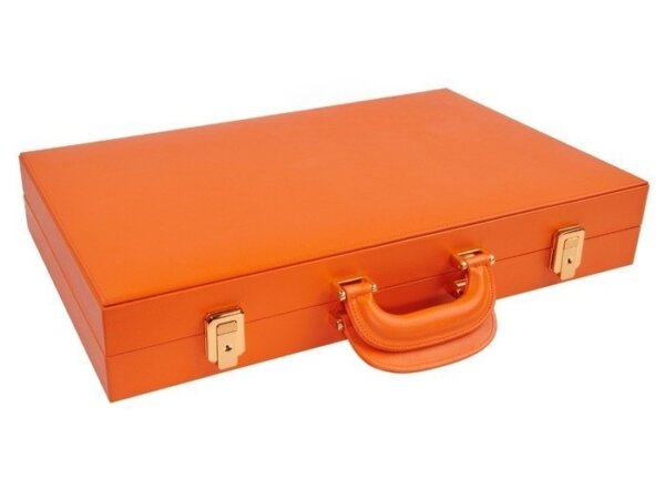 Zaza & Sacci® Leather Backgammon Set - Model ZS-501 - Medium - Orange - Image 6