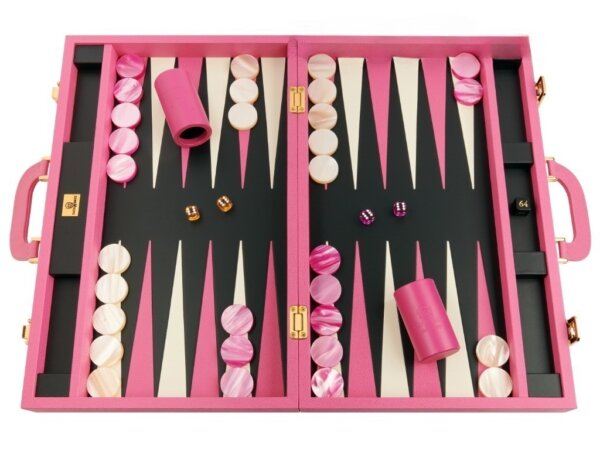 Zaza & Sacci® Leather Backgammon Set - Model ZS-501 - Medium - Pink