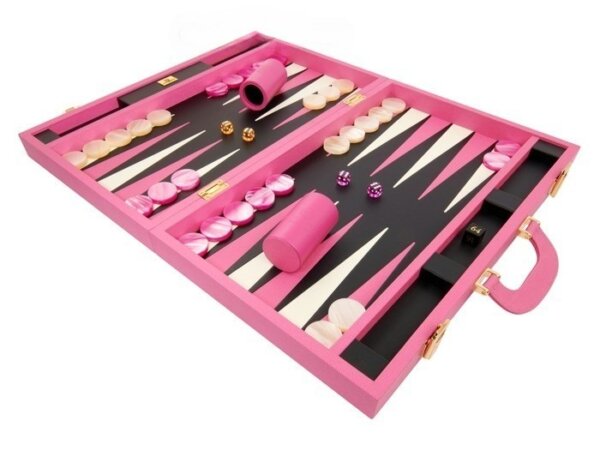 Zaza & Sacci® Leather Backgammon Set - Model ZS-501 - Medium - Pink - Image 2