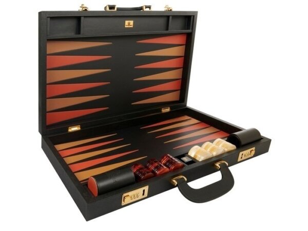 Zaza & Sacci® Leather Backgammon Set - Model ZS-612 - Large - Black - Image 2