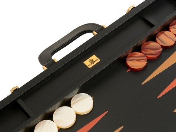 Zaza & Sacci® Leather Backgammon Set - Model ZS-612 - Large - Black - Image 4