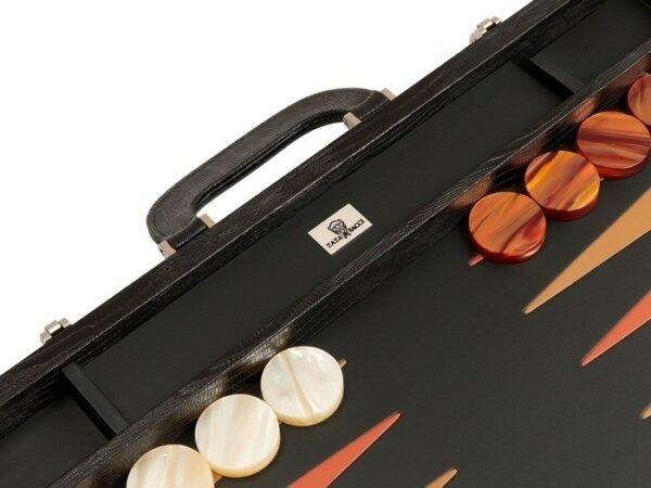 Zaza & Sacci® Leather Backgammon Set - Model ZS-612 - Large - Black Lizard - Image 4