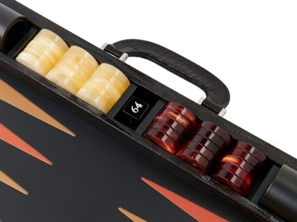 Zaza & Sacci® Leather Backgammon Set - Model ZS-612 - Large - Black Lizard - Image 5