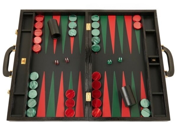 Zaza & Sacci® Leather Backgammon Set - Model ZS-612 - Large - Black Lizard II
