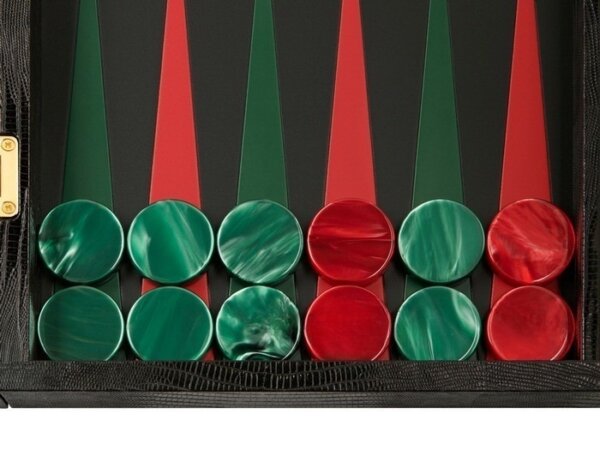 Zaza & Sacci® Leather Backgammon Set - Model ZS-612 - Large - Black Lizard II - Image 3