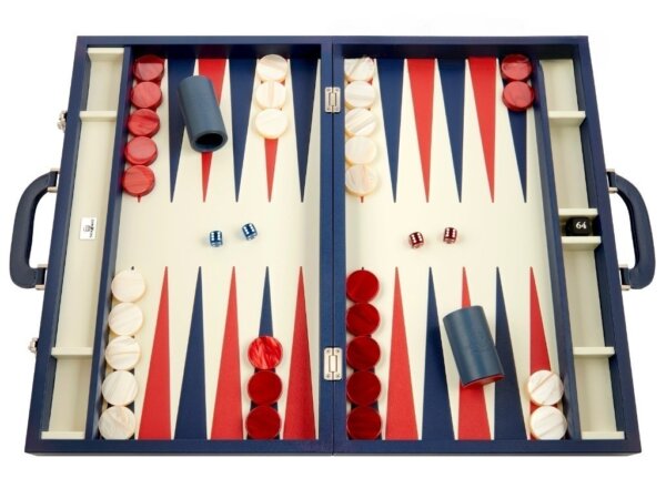 Zaza & Sacci® Leather Backgammon Set - Model ZS-612 - Large - Blue