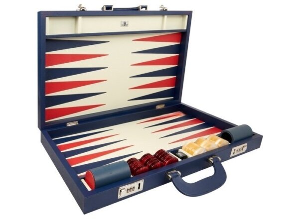 Zaza & Sacci® Leather Backgammon Set - Model ZS-612 - Large - Blue - Image 2