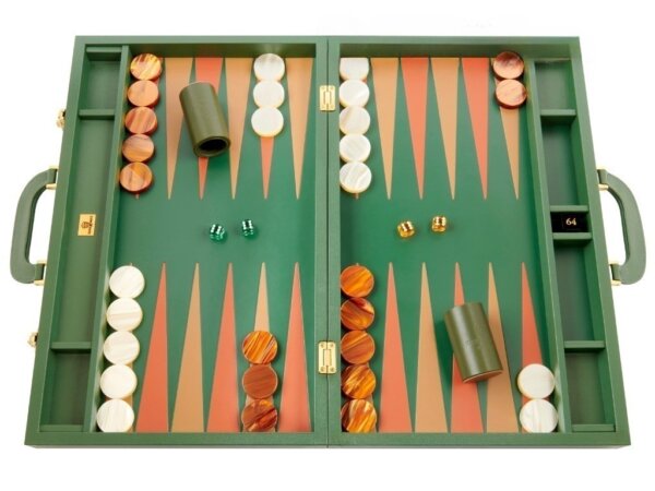 Zaza & Sacci® Leather Backgammon Set - Model ZS-612 - Large - Green