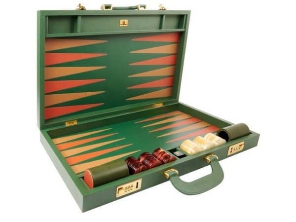Zaza & Sacci® Leather Backgammon Set - Model ZS-612 - Large - Green - Image 2