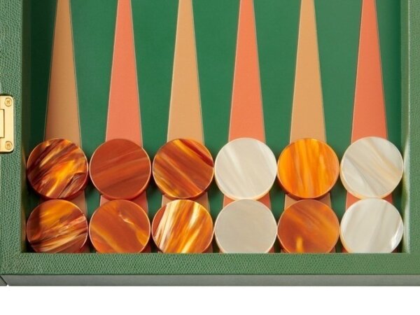 Zaza & Sacci® Leather Backgammon Set - Model ZS-612 - Large - Green - Image 3
