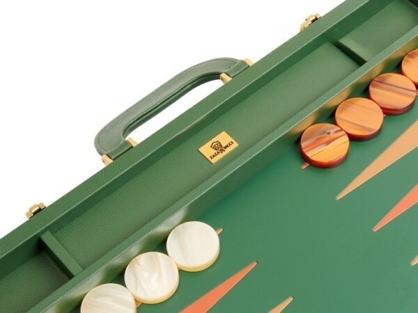 Zaza & Sacci® Leather Backgammon Set - Model ZS-612 - Large - Green - Image 4