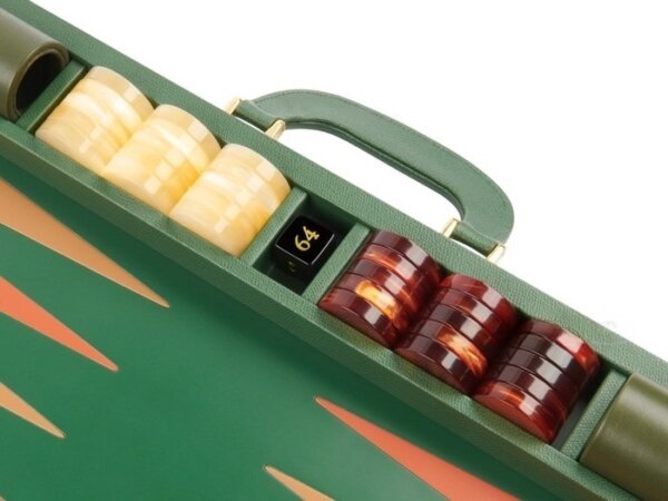 Zaza & Sacci® Leather Backgammon Set - Model ZS-612 - Large - Green - Image 5